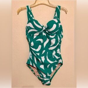 Shade & Shore Green and White One Piece Swimsuit NWT , M (8-10)